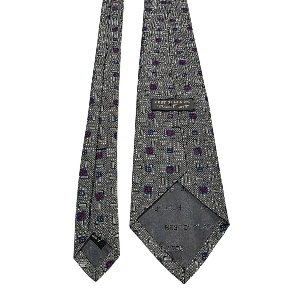 Robert Talbott Best Of Class Silk Tie Geometric‎ Gray Blue Red Men's Necktie